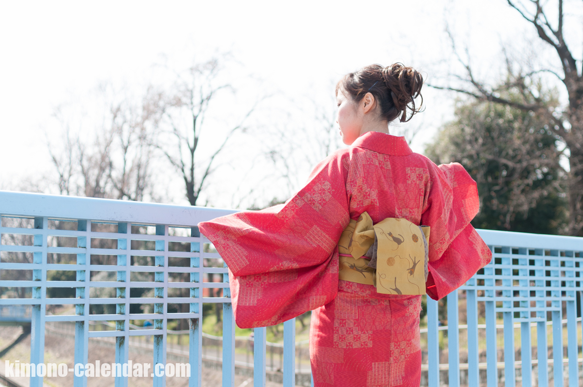 半幅帯 ウール 単