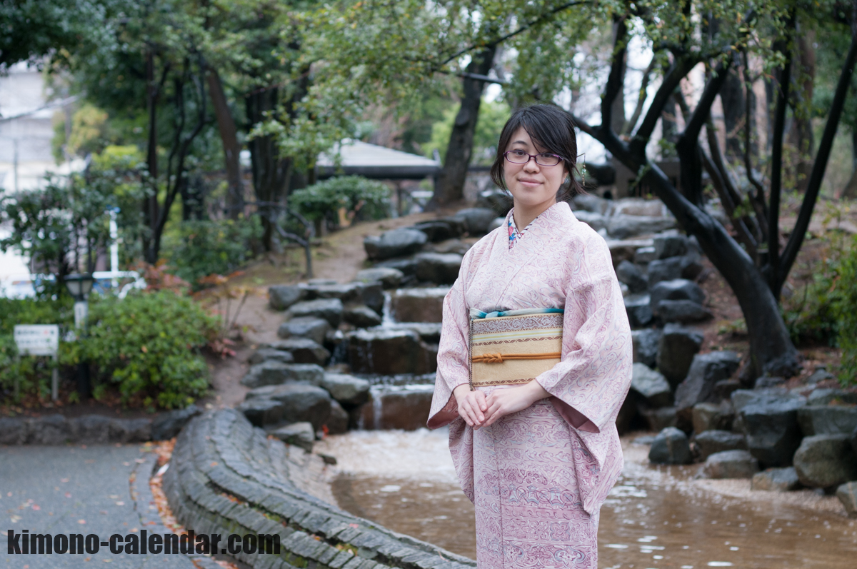 正絹 半幅帯 袷