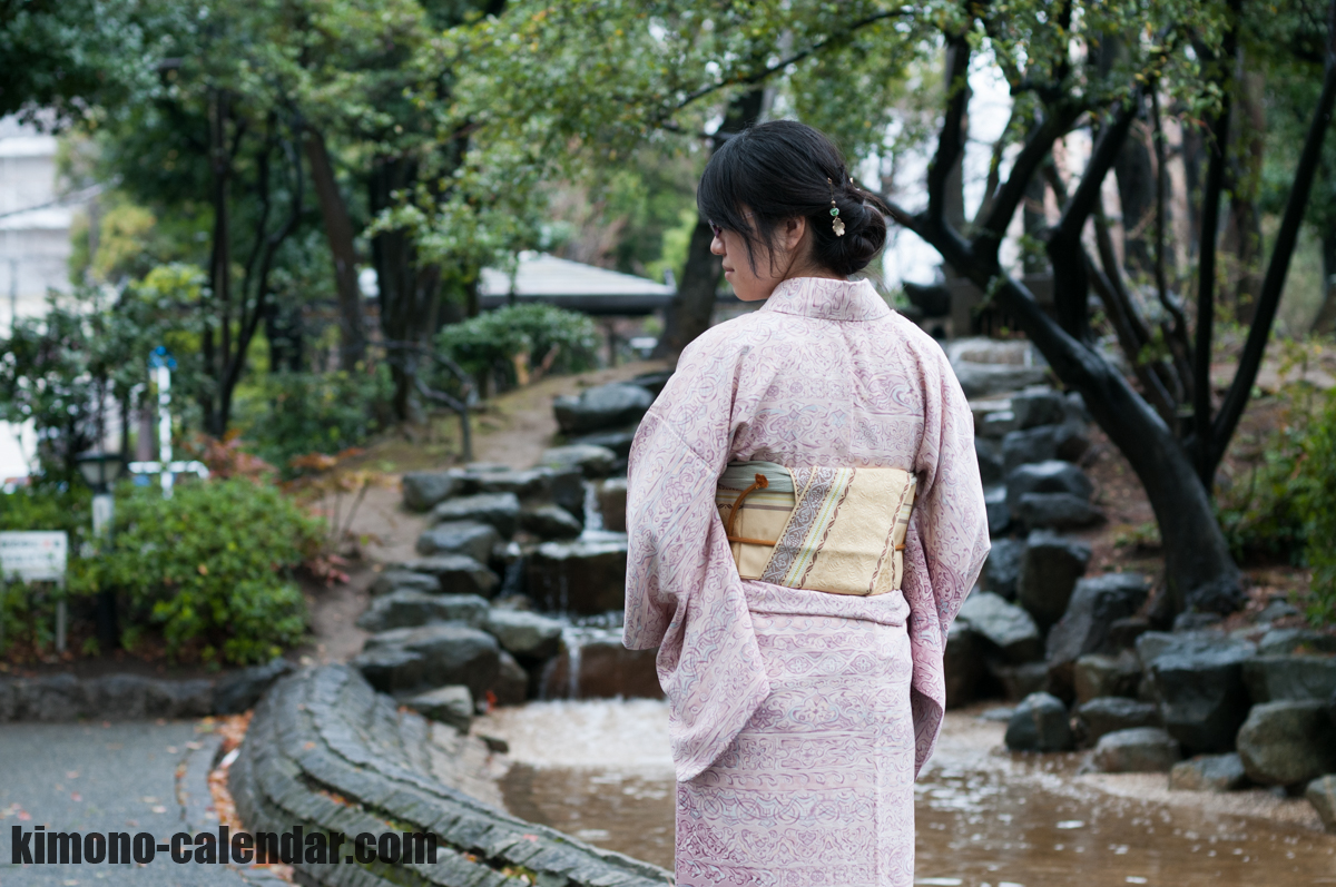 正絹 半幅帯 袷