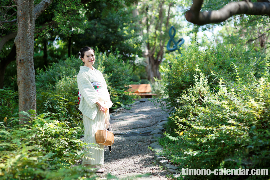 小紋 夏物 麻 半幅帯