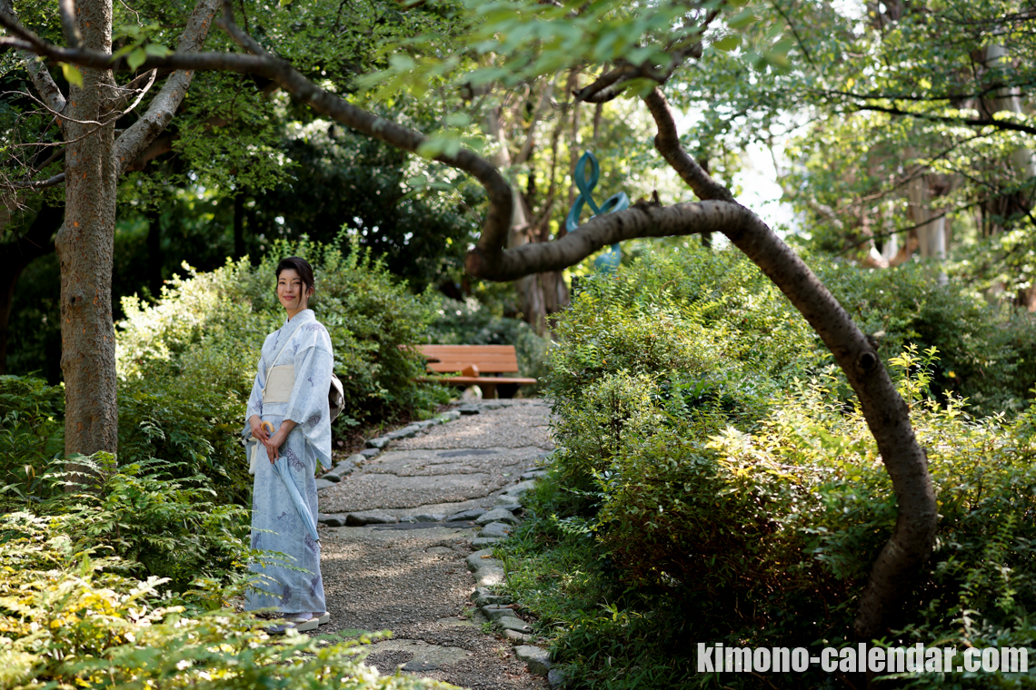 小紋 青 夏物 ポリ