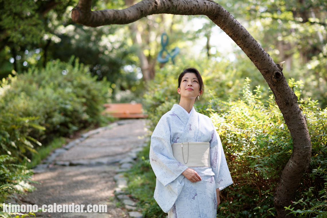 小紋 青 夏物 ポリ