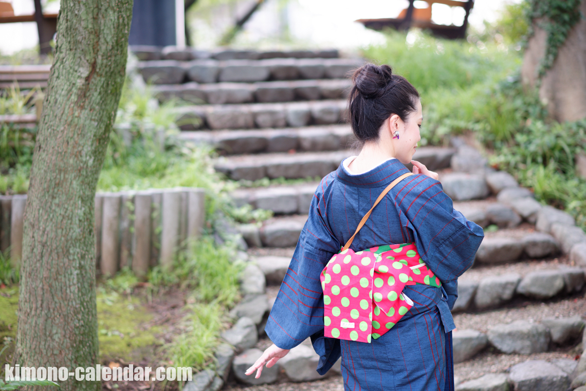 紬 単 正絹 半幅帯