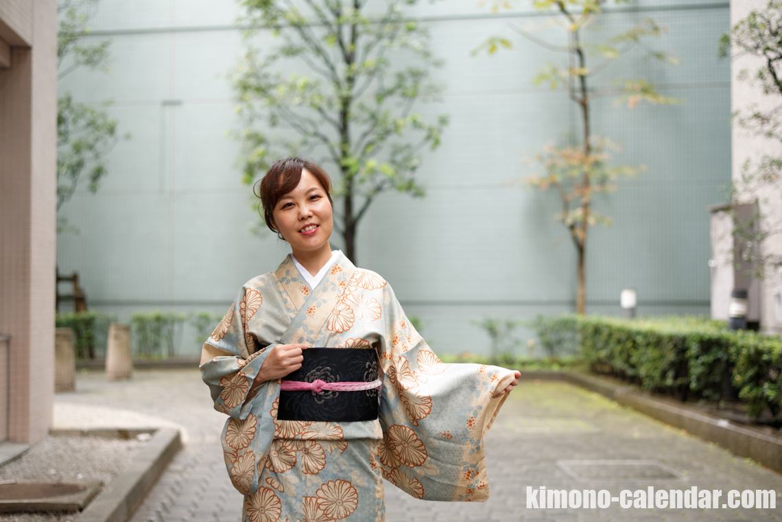 小紋 単 ポリ 半幅帯