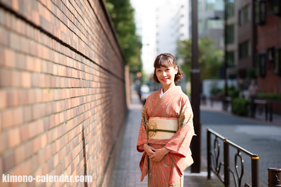 袷 小紋 正絹 名古屋帯