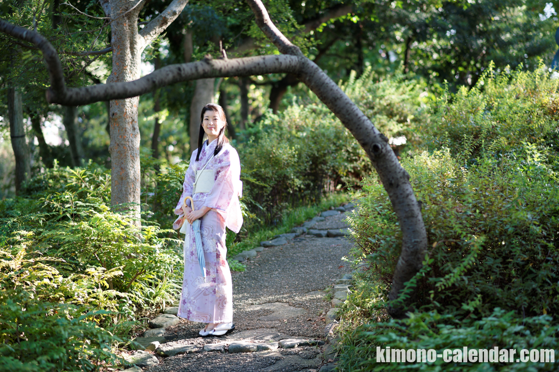 紫 単 小紋 ポリ