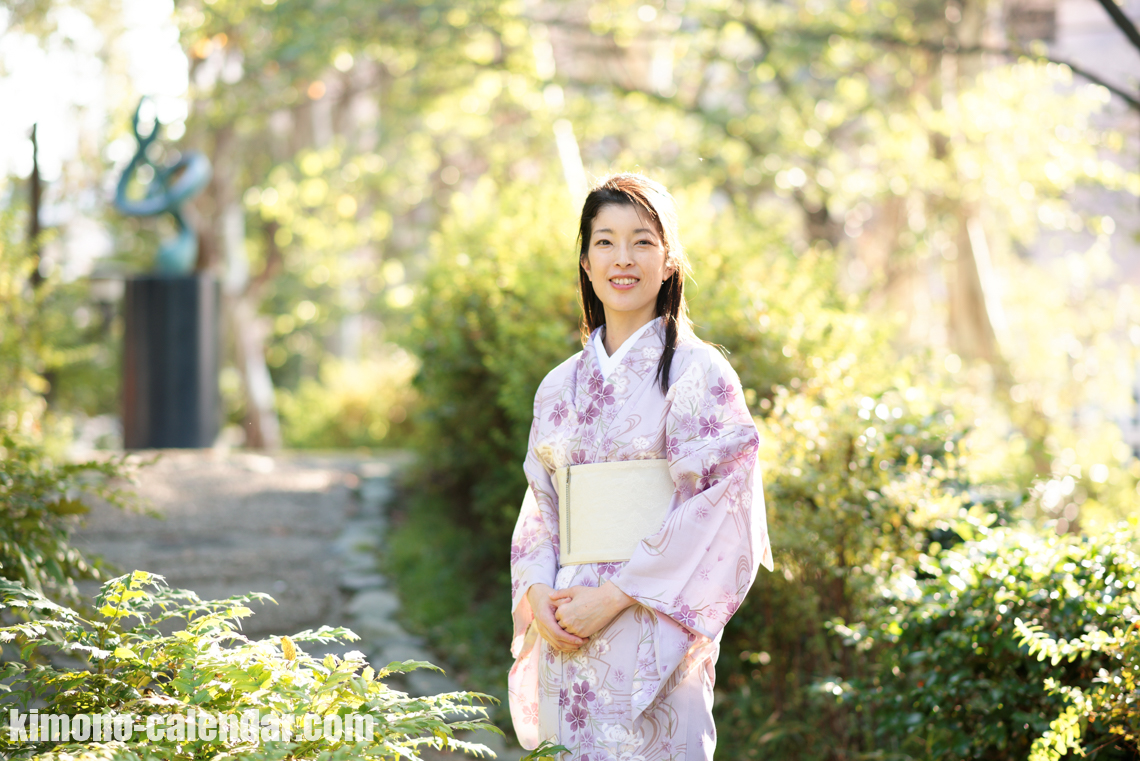 紫 単 小紋 ポリ