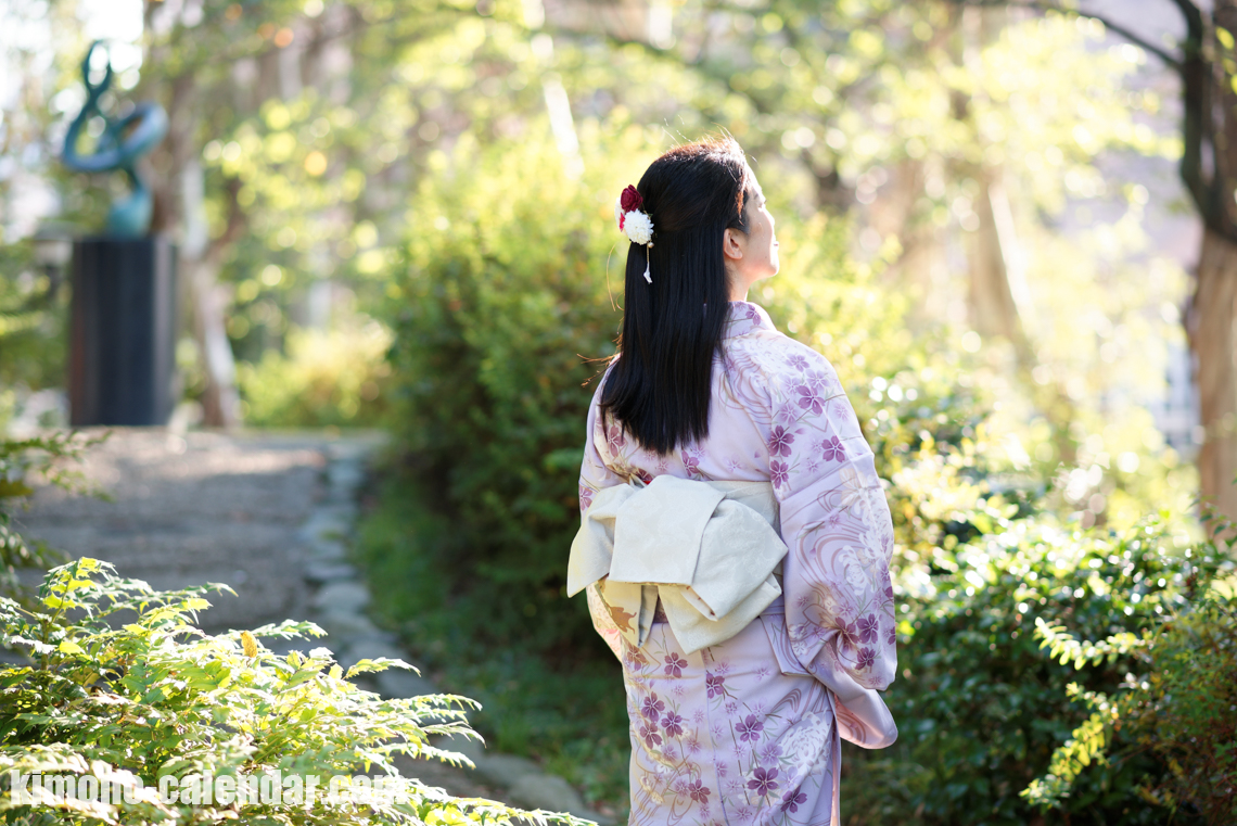 紫 単 小紋 ポリ