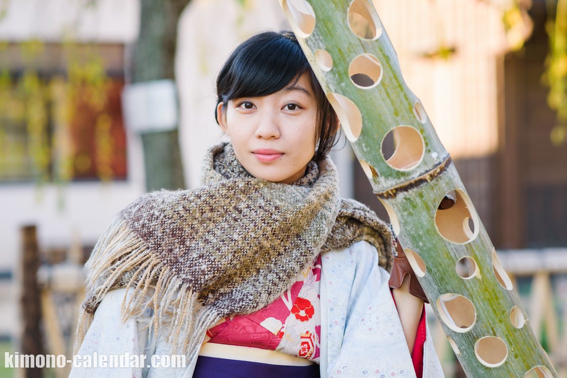 正絹の袷の袴と半幅帯のコーディネート