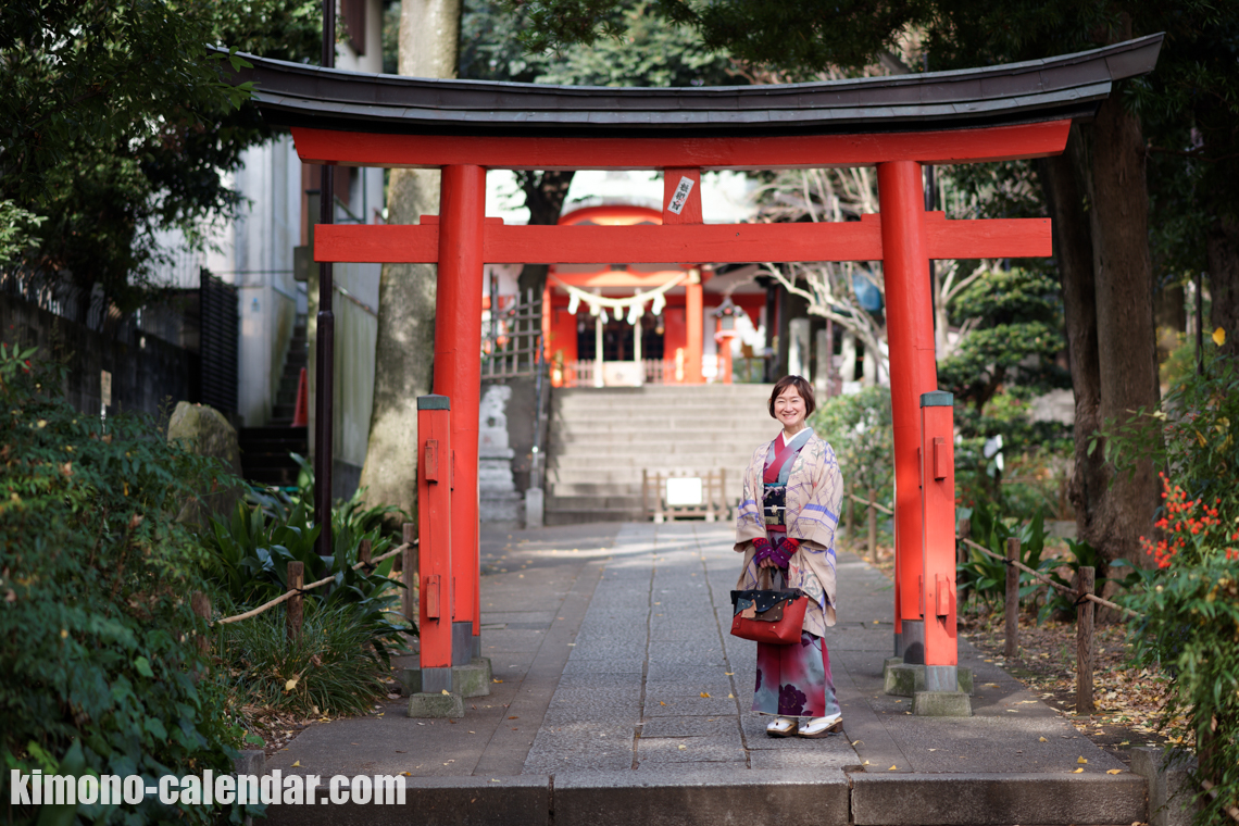 正絹 袷 名古屋帯 小紋 紫